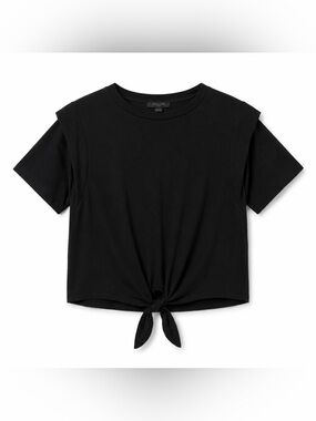 All Saints Black Tie-Front Crop Top